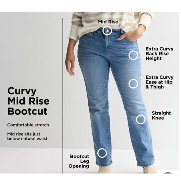 Womens Sonoma Size 10R Denim Jeans Goods For Life Curvy Mid Rise Bootcut Casual - Picture 2 of 14